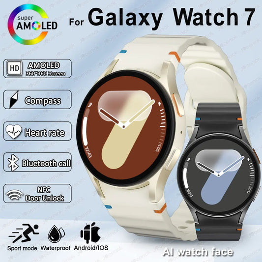Galaxy Watch 7 Smart Watch Men Women AMOLED HD Screen Compass Heart Rate Fitness Sport Waterproof Bluetooth Call Smartwatch