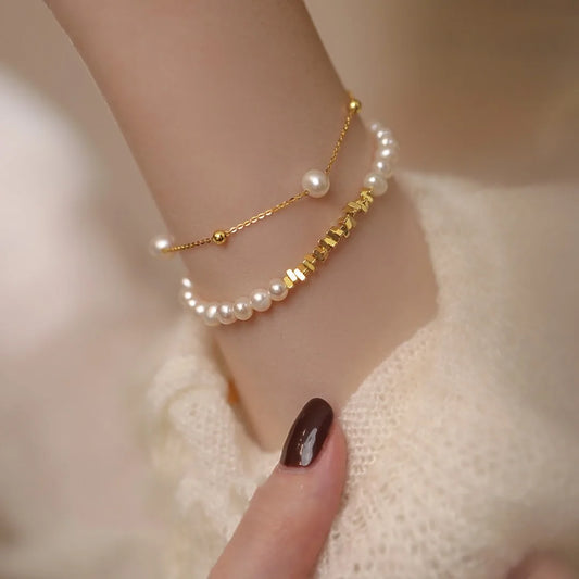 925 Silver Pearl Bracelet Female Luxury Handicraft for Women Stacked Hand Jewelry Fashion Exquisite Gifts Accessories