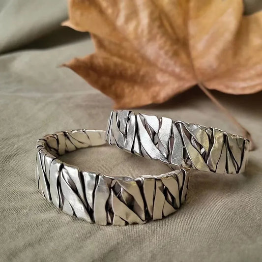 Retro Silver Color Alloy Braided Bracelet Simple Men's Adjustable Cuff Bracelet