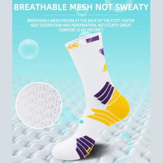 Practical Basketball Socks for Man Kids/Adult Thickened Towel Bottom Professional Medium Tube Sports for Elite Running Cycling