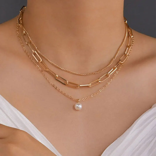 Vintage Pearl Charm Layered Necklace Women's Jewelry Layered Accessories for Girls Clothing Aesthetic Gifts Fashion