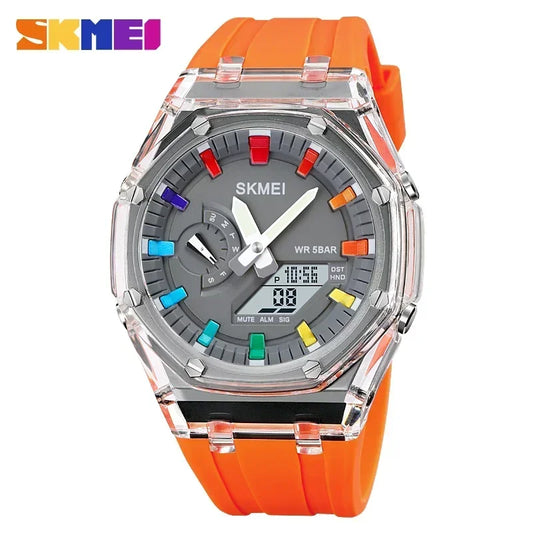 Waterproof Men Watch Countdown Stopwatch Led Light Electronic Movement Wristwatch 5Alarm Clock 2 Time Digital Watches