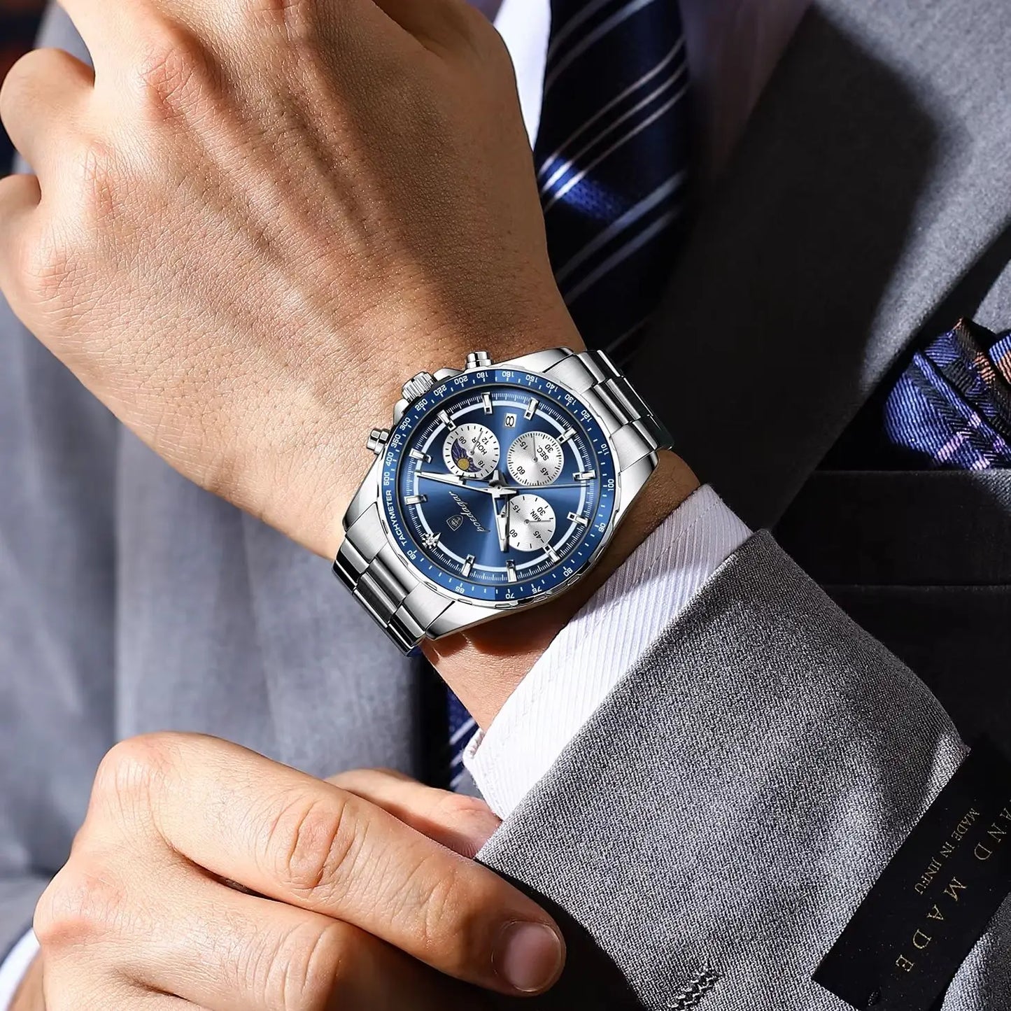 Original Men Clock Sports Waterproof Luminous Chronograph Date Watch For Man Stainless Steel Quartz Men's Watches