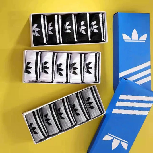 5pairs Unisex Sports Socks Trendy Mid Tube Breathable Yoga Socks