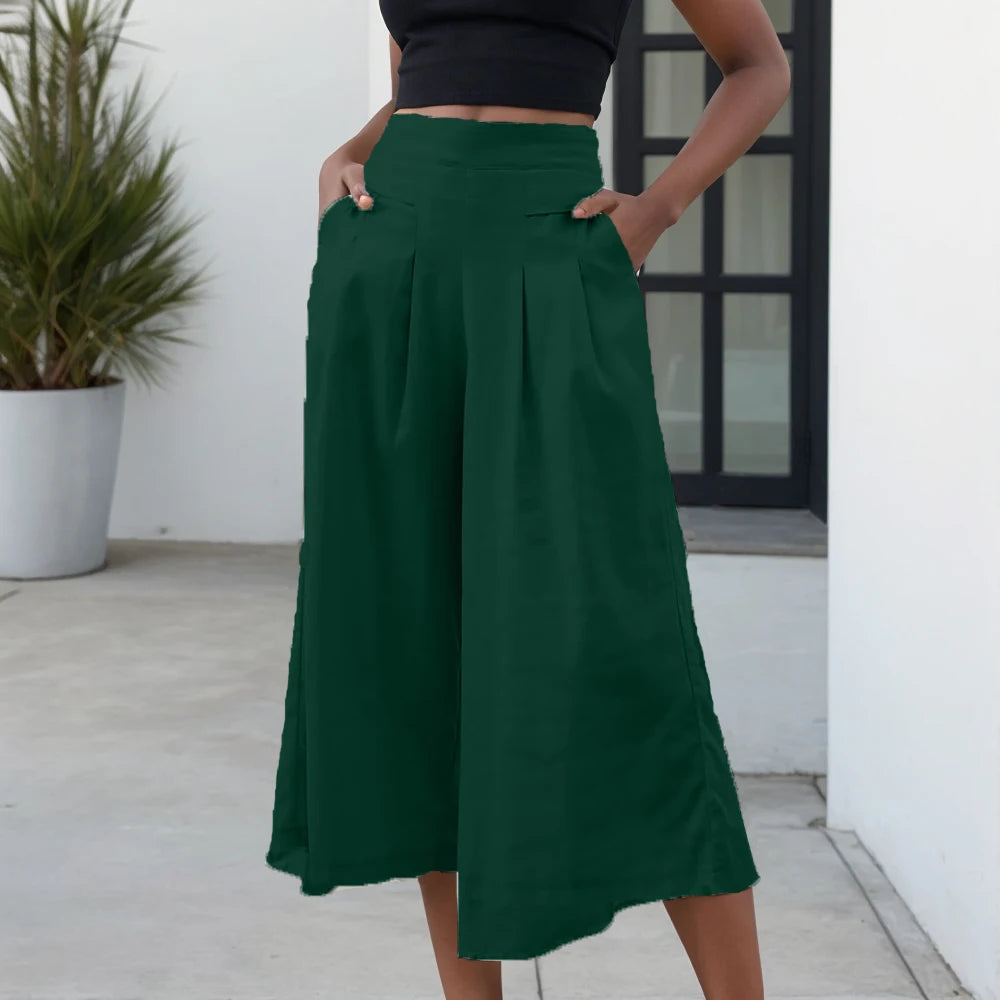 Female Summer Pants for Women Cotton Linen Plus Size Wide Leg Pants Solid Elegant Fashion Daily Elastic Pant
