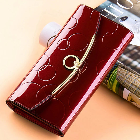 Long Purse for Women with Cell Phone Pocket Luxury Design Leather Wallet RFID Protect