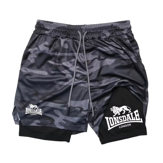 2 in 1 Compression Shorts for Men Gym Workout Running Shorts with Phone Pockets Athletic Quick Dry Activewear