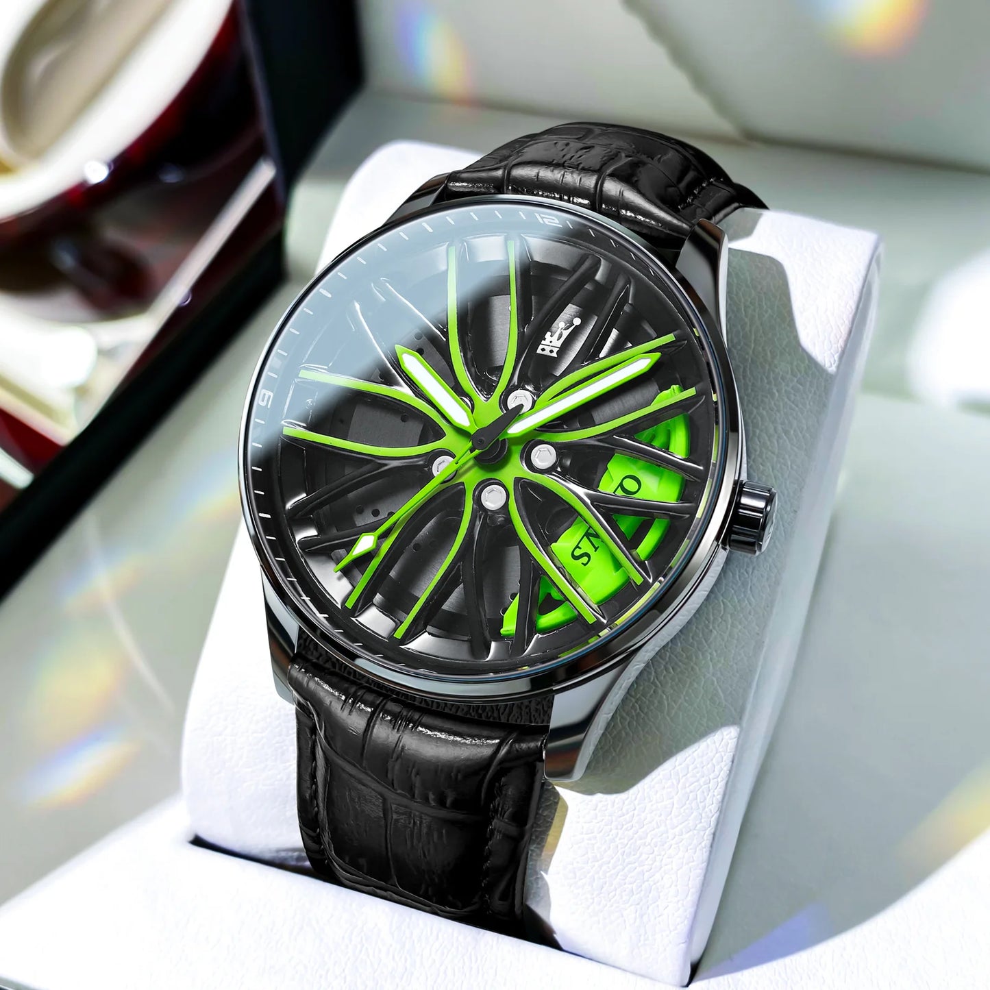 OLEVS Men Watches Waterproof Rotary Sport Car Rim Man Luxury Watch High Quality Fashion Stainless Steel Quartz