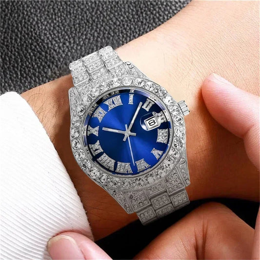 Hip hop Watch Male watch, water proof Brand watches Stainless steel Round Clock Men quartz