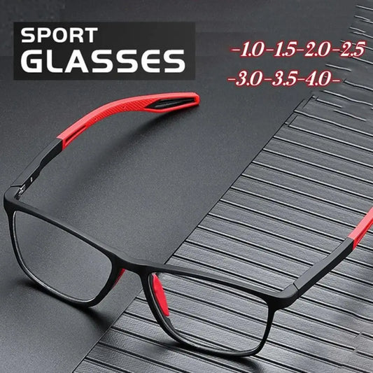 Unisex Ultralight Silicone TR Sports Myopia Glasses Anti Blue Light, Anti-Shedding Prescription Eyeglasses