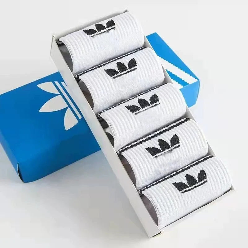 5pairs Unisex Sports Socks Trendy Mid Tube Breathable Yoga Socks