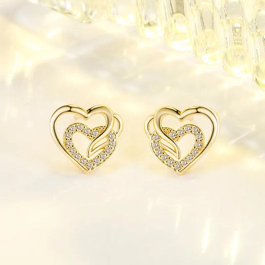 14K Gold plated Diamond stud Earring for Women