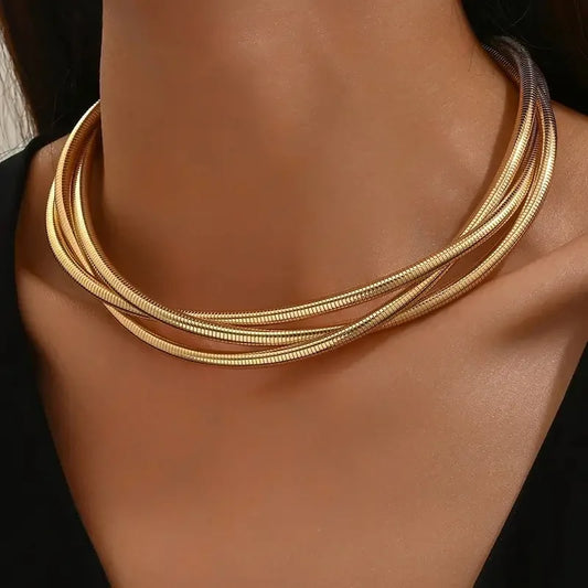 New Punk Style Gold Color Multi-layer Wrap Necklace for Women