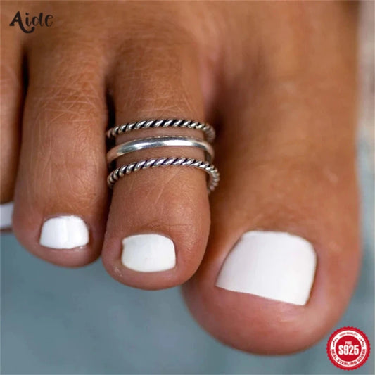 925 Silver Hollow Simple Foot Ring for Women's