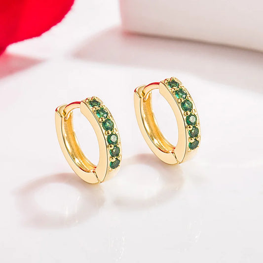 14K Gold emerald Jewelry Stud Earrings for Females