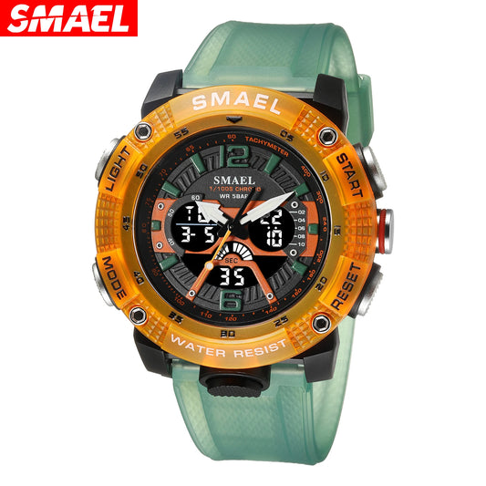 Digital Dual Display Outdoor Sports Multi functional Night Glow Men's Watch 8058 Leisure Waterproof Watch