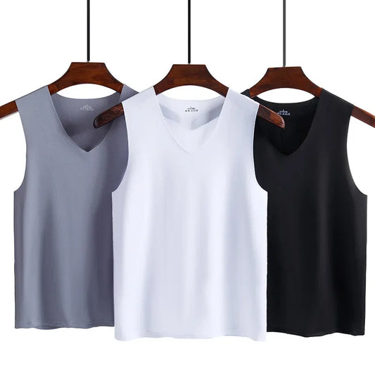 Summer Plus Size Men Clothing Tank Tops Sleeveless bottoming Fitness Men Vest, breathable sports undershirt