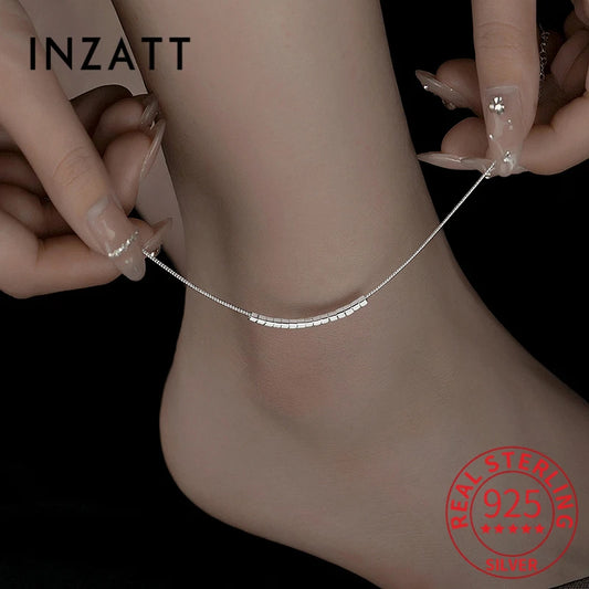 Real 925 Sterling Silver Small Move Cube Charm Anklet For Women Minimalist Classic Fine anklet