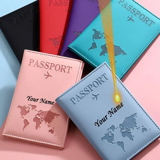 Personalized Gift Custom Name Text Vintage World Map Passport Cover Customized Couple Names