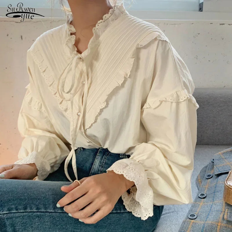 Long Sleeve Shirts Casual Tops Spring Fashion Women Floral Print Blouse Tops Ladies Shirts