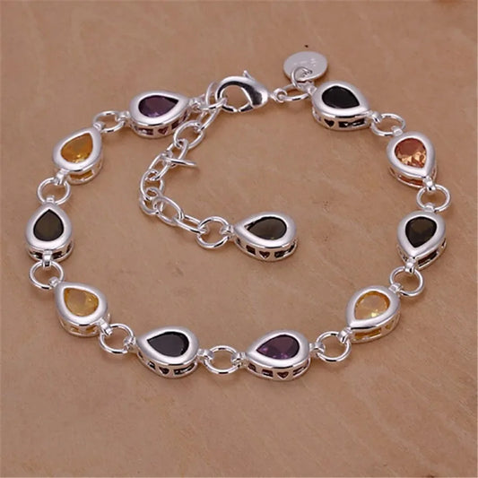 925 Sterling Silver Noble Charm Bracelets Zircon Chain Crystal Jewelry Fashion for Women