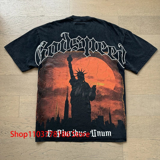 New GOD SPEED T-shirt Pop Fashion Print Streetwear Crewneck