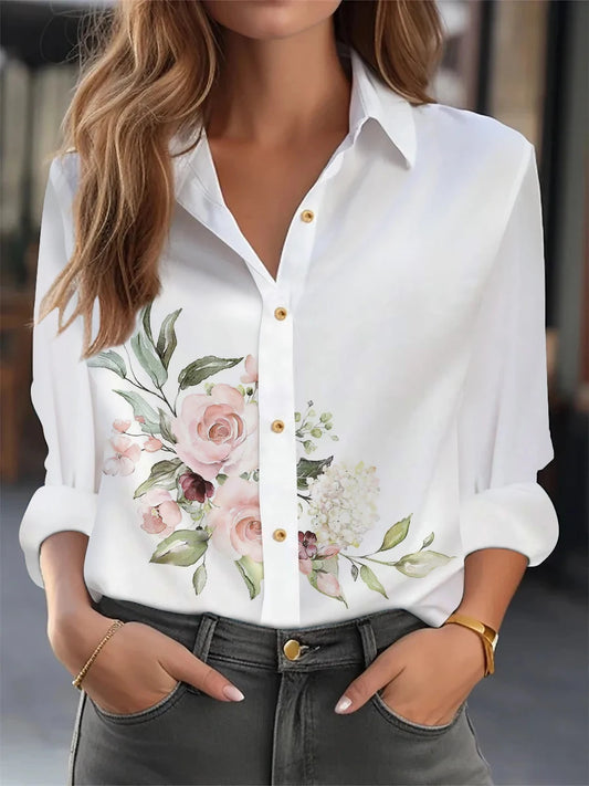 Temperament Loose Woman Shirt Fashion Casual Blouse Elegant Long Sleeve Woman Shirt Holiday Weekend Top