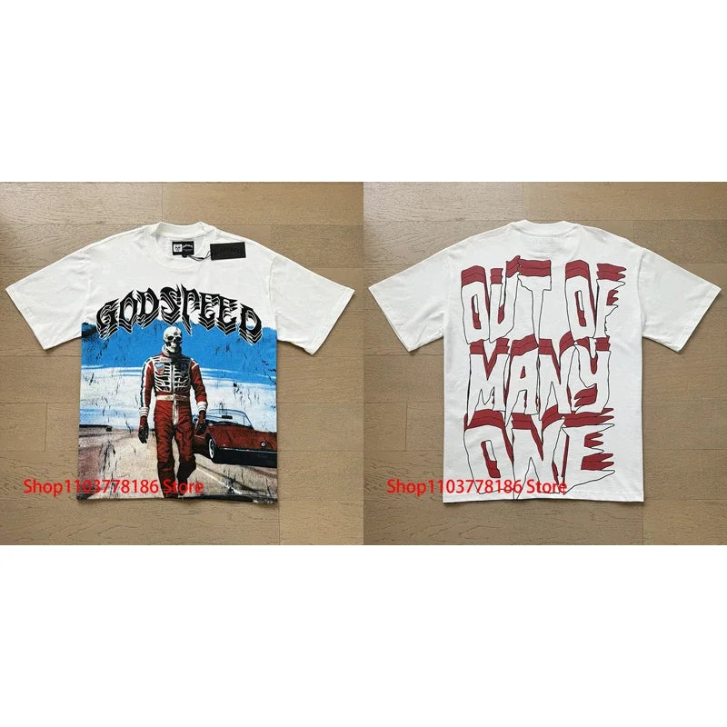 New GOD SPEED T-shirt Pop Fashion Print Streetwear Crewneck