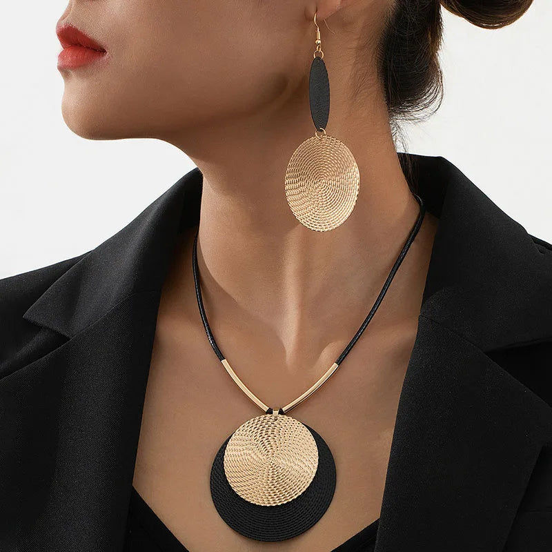Vintage Unique Large Round Pendant Necklace for Women