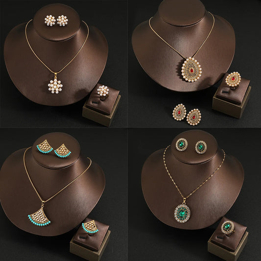 necklace earrings ring Stainless steel 3pcs jewelry set