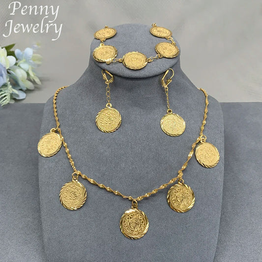 Fashion Jewelry Set for Women Necklace Earrings Bracelet Gold Plated Jewelry for Banquet Party/Wedding Gifts