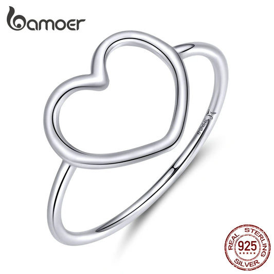 925 Sterling Silver Minimalist Heart Finger Rings for Women