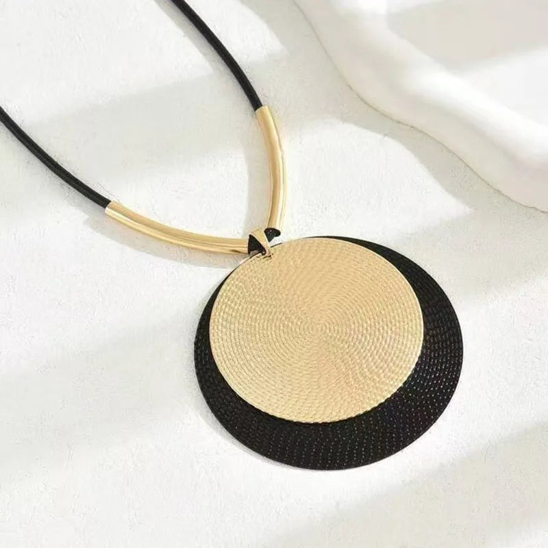 Vintage Unique Large Round Pendant Necklace for Women